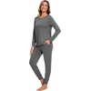 GYS Women’s Bamboo Viscose Pajama Set, Cooling for Hot Flashes | Breathable, Soft stretch, Elastic waist with drawstring, Jogger cuffs, Chest & side pockets, for night sweats & lounge(Dark Heather Grey)
