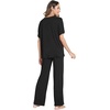 GYS Womens Bamboo Viscose Short Sleeve V-Neck Pajamas Set | Moisture-Wicking Sleepwear for Night Sweats, OEKO-TEX certified, Gentle on Sensitive Skin, Soft Sleep Lounge Set(Black)