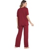 GYS Womens Bamboo Viscose Short Sleeve V-Neck Pajamas Set | Moisture-Wicking Sleepwear for Night Sweats, OEKO-TEX certified, Gentle on Sensitive Skin, Soft Sleep Lounge Set(Wine Red)