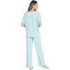 GYS Womens Bamboo Viscose Short Sleeve V-Neck Pajamas Set | Moisture-Wicking Sleepwear for Night Sweats, OEKO-TEX certified, Gentle on Sensitive Skin, Soft Sleep Lounge Set(Aqua)