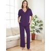 GYS Womens Bamboo Viscose Short Sleeve V-Neck Pajamas Set | Moisture-Wicking Sleepwear for Night Sweats, OEKO-TEX certified, Gentle on Sensitive Skin, Soft Sleep Lounge Set(Purple)