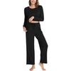 GYS Bamboo Viscose Cooling Long Sleeve Pajamas for Women | Soft Pjs Set, Moisture-Wicking Sleepwear for Night Sweats & Hot Flashes, Breathable, Lounge Sets, Cozy Jammies(A- Black)