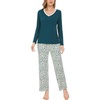 GYS Bamboo Viscose Cooling Long Sleeve Pajamas for Women | Soft Pjs Set, Moisture-Wicking Sleepwear for Night Sweats & Hot Flashes, Breathable, Lounge Sets, Cozy Jammies(B- Green/ Leopard)