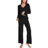 GYS Bamboo Viscose Cooling Long Sleeve Pajamas for Women | Soft Pjs Set, Moisture-Wicking Sleepwear for Night Sweats & Hot Flashes, Breathable, Lounge Sets, Cozy Jammies(B- Black)