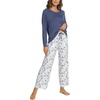 GYS Bamboo Viscose Cooling Long Sleeve Pajamas for Women | Soft Pjs Set, Moisture-Wicking Sleepwear for Night Sweats & Hot Flashes, Breathable, Lounge Sets, Cozy Jammies(A- Indigo Blue)