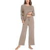 GYS Bamboo Viscose Cooling Long Sleeve Pajamas for Women | Soft Pjs Set, Moisture-Wicking Sleepwear for Night Sweats & Hot Flashes, Breathable, Lounge Sets, Cozy Jammies(A- Camel)