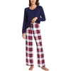 GYS Bamboo Viscose Cooling Long Sleeve Pajamas for Women | Soft Pjs Set, Moisture-Wicking Sleepwear for Night Sweats & Hot Flashes, Breathable, Lounge Sets, Cozy Jammies(A- White Red Plaid)