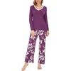 GYS Bamboo Viscose Cooling Long Sleeve Pajamas for Women | Soft Pjs Set, Moisture-Wicking Sleepwear for Night Sweats & Hot Flashes, Breathable, Lounge Sets, Cozy Jammies(B- Rose Purple/ Floral)