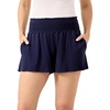 GYS Bamboo Viscose Pajama Shorts for Women, Ultra-Soft Comfy Lounge Shorts | High Waist Micro Sleep Shorts, Smocked Waist, Stretchy, Lightweight, Moisture-Wicking(Navy)
