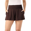 GYS Bamboo Viscose Pajama Shorts for Women, Ultra-Soft Comfy Lounge Shorts | High Waist Micro Sleep Shorts, Smocked Waist, Stretchy, Lightweight, Moisture-Wicking(Dark Brown)