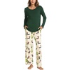 GYS Bamboo Viscose Pajamas for Women Set, Long Sleeve Crew Neck Sleepwear | Ultra-Soft PJs Set with Pockets, Moisture-Wicking, Breathable, Comfy, Stretchy, Night Sweats, Hot Sleepers(Dark Green/Cactus)