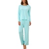 GYS Bamboo Viscose Pajamas for Women Set, Long Sleeve Crew Neck Sleepwear | Ultra-Soft PJs Set with Pockets, Moisture-Wicking, Breathable, Comfy, Stretchy, Night Sweats, Hot Sleepers(Aqua)