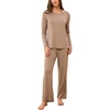 GYS Bamboo Viscose Pajamas for Women Set, Long Sleeve Crew Neck Sleepwear | Ultra-Soft PJs Set with Pockets, Moisture-Wicking, Breathable, Comfy, Stretchy, Night Sweats, Hot Sleepers(Camel)