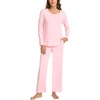GYS Bamboo Viscose Pajamas for Women Set, Long Sleeve Crew Neck Sleepwear | Ultra-Soft PJs Set with Pockets, Moisture-Wicking, Breathable, Comfy, Stretchy, Night Sweats, Hot Sleepers(Pink)