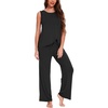 GYS Bamboo Viscose Pajamas for Women Set, Sleeveless Lightweight Sleepwear | Moisture-Wicking PJs Set, Ultra-Soft, Soft Tank and Drawstring Pants Set, Hot Sleepers, Night Sweats(Black)