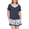 GYS Bamboo Viscose Pajamas for Women Set, Ultra-Soft Lightweight Sleepwear | Comfy Short Sleeve and Shorts Loungewear, Moisture Wicking PJs Set for Hot Sleeper, Cooling Breathable Nightwear(Midnight Blue)