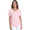 GYS Bamboo Viscose Women’s Pajama Tops, Soft Cooling Short Sleeve T-Shirts | Moisture-Wicking Sleep Shirt, Casual Crew Neck Tees, Moisture-Wicking Lounge Top, Comfy Stretchy PJ Tops(Pink)
