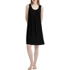 GYS Cooling Bamboo Viscose Sleeveless Nightgowns for Women | V Neck Sleep Shirt, Moisture-Wicking for Hot Sleepers & Night Sweats, Lightweight Night Shirts, Buttery Soft, Knee-Length(B- Black)