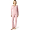 GYS Women’s Bamboo Viscose Long Sleeve Pajamas Set | Super Soft Sleepwear, Cooling Pjs for Hot Flashes & Night Sweats, Moisture-Wicking for Menopause, OEKO-TEX Certified(B- V Neck – Pink)