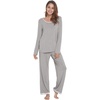 GYS Women’s Bamboo Viscose Long Sleeve Pajamas Set | Super Soft Sleepwear, Cooling Pjs for Hot Flashes & Night Sweats, Moisture-Wicking for Menopause, OEKO-TEX Certified(A- Round Neck – Heather Grey)