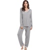 GYS Women’s Bamboo Viscose Long Sleeve Pajamas Set | Super Soft Sleepwear, Cooling Pjs for Hot Flashes & Night Sweats, Moisture-Wicking for Menopause, OEKO-TEX Certified(B- V Neck – Heather Grey)