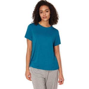 GYS Bamboo Viscose Cooling Pajama Tops for Women Short Sleeve Sleep T-Shirt | Buttery Soft, Lightweight Pj Shirt, Moisture Wicking for Hot Flashes & Night Sweats, Crew Neck Tee, Stretchy(Teal Blue)