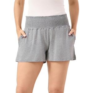 GYS Bamboo Viscose Pajama Shorts for Women, Ultra-Soft Comfy Lounge Shorts | High Waist Micro Sleep Shorts, Smocked Waist, Stretchy, Lightweight, Moisture-Wicking(Heather Grey)
