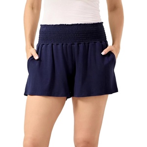 GYS Bamboo Viscose Pajama Shorts for Women, Ultra-Soft Comfy Lounge Shorts | High Waist Micro Sleep Shorts, Smocked Waist, Stretchy, Lightweight, Moisture-Wicking(Navy)