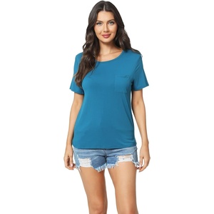 GYS Bamboo Viscose Women’s Pajama Tops, Soft Cooling Short Sleeve T-Shirts | Moisture-Wicking Sleep Shirt, Casual Crew Neck Tees, Moisture-Wicking Lounge Top, Comfy Stretchy PJ Tops(Teal Blue)