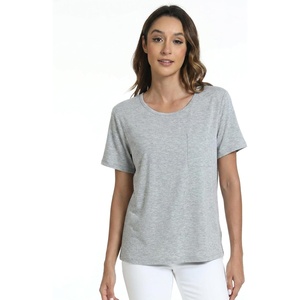 GYS Bamboo Viscose Women’s Pajama Tops, Soft Cooling Short Sleeve T-Shirts | Moisture-Wicking Sleep Shirt, Casual Crew Neck Tees, Moisture-Wicking Lounge Top, Comfy Stretchy PJ Tops(Heather Grey)