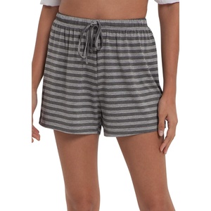 GYS Women’s Bamboo Viscose Cooling High Waisted Pajama Shorts | Moisture wicking, Breathable, Tagless, Soft stretch, Elastic waist with drawstring, for hot flashes & summer sleep(Heather Grey Stripe)