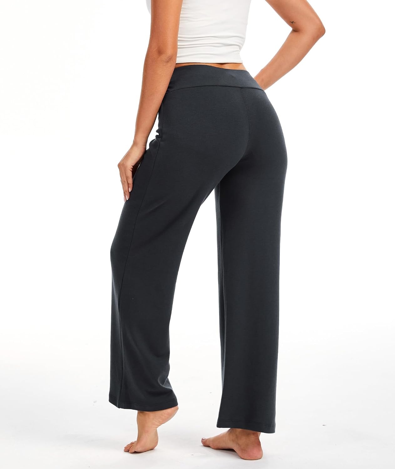 image:imageGYS Bamboo Viscose Lounge Sweatpants Soft High Waisted Bottoms for Women Comfy Lightweight Pajama Pants MoistureWicking Cooling Straight Leg Yoga Pants for Hot People Breathable Stretchy PantsDark Grey