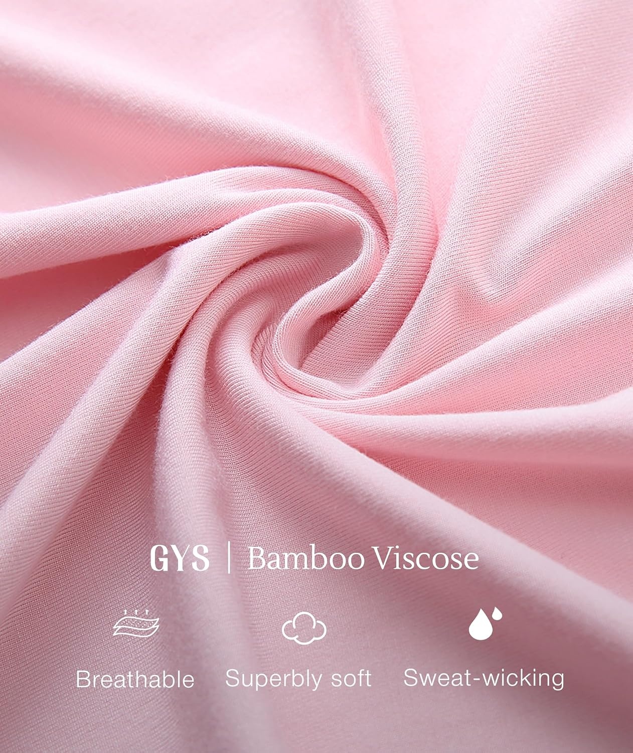 image:imageGYS Bamboo Viscose Pajamas for Women Cooling Bermuda Short Pajamas Sets Summer Short Sleeve PJs Set MoistureWicking Ladies Sleepwear Comfy Sleep Set for Hot Sleepers Night SweatsPink