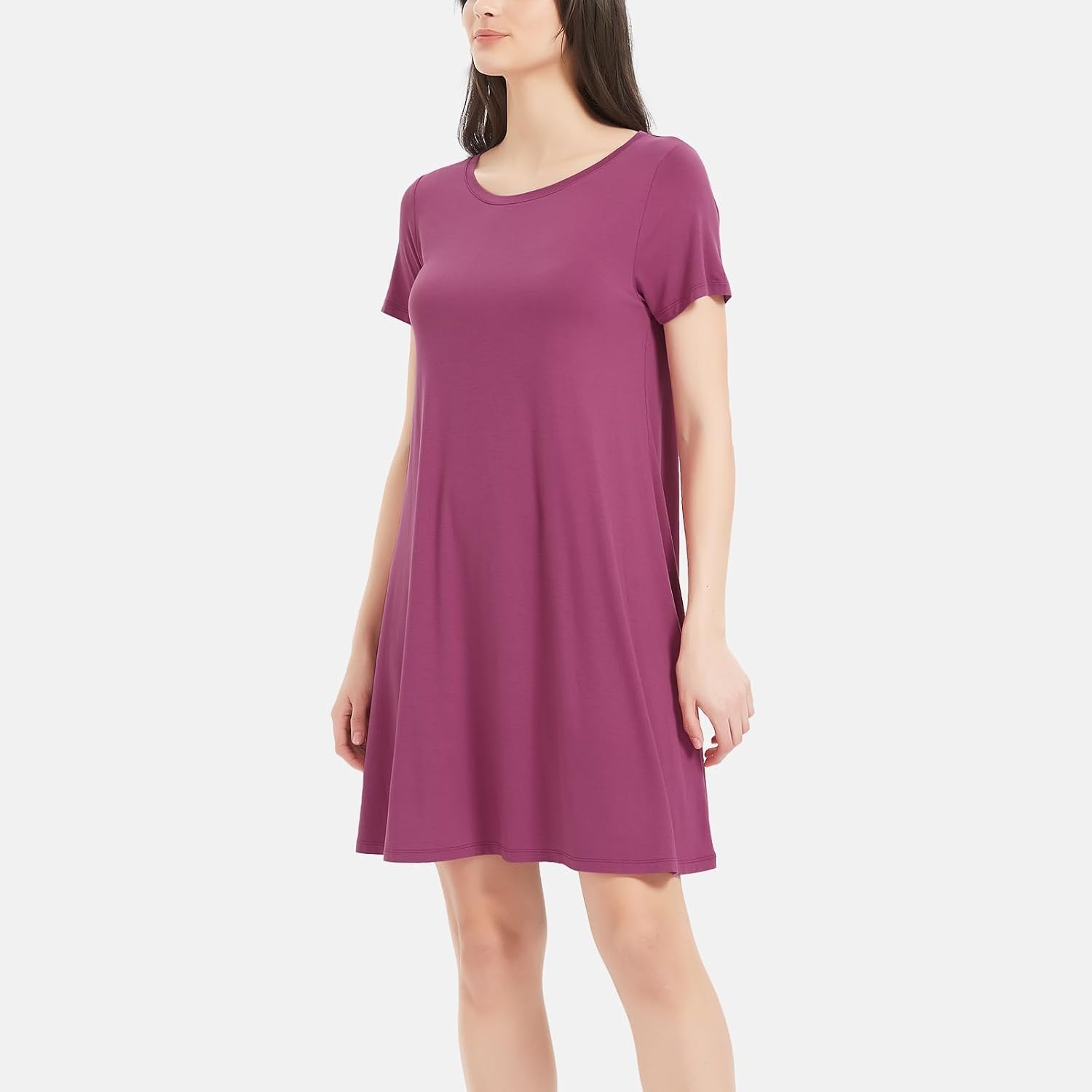 image:imageGYS Bamboo Viscose Women Nightgowns Lightweight Short Sleeve Sleep Dress Soft Comfy Sleep Shirts Summer MoistureWicking Night Dress for Hot Sleeper Cooling Breathable Lounge NightshirtsHaze Red