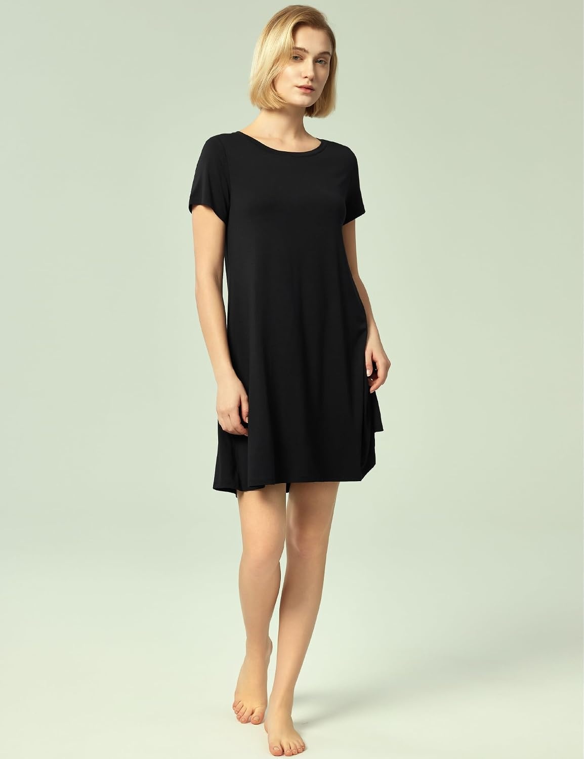image:imageGYS Bamboo Viscose Women Nightgowns Lightweight Short Sleeve Sleep Dress Soft Comfy Sleep Shirts Summer MoistureWicking Night Dress for Hot Sleeper Cooling Breathable Lounge NightshirtsBlack
