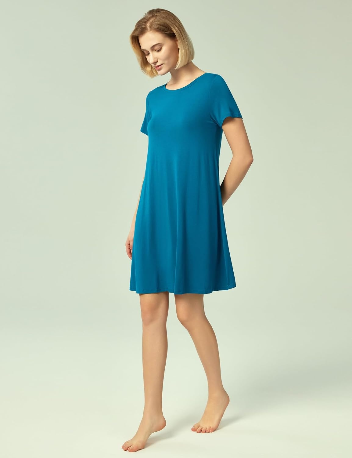 image:imageGYS Bamboo Viscose Women Nightgowns Lightweight Short Sleeve Sleep Dress Soft Comfy Sleep Shirts Summer MoistureWicking Night Dress for Hot Sleeper Cooling Breathable Lounge NightshirtsTeal Blue