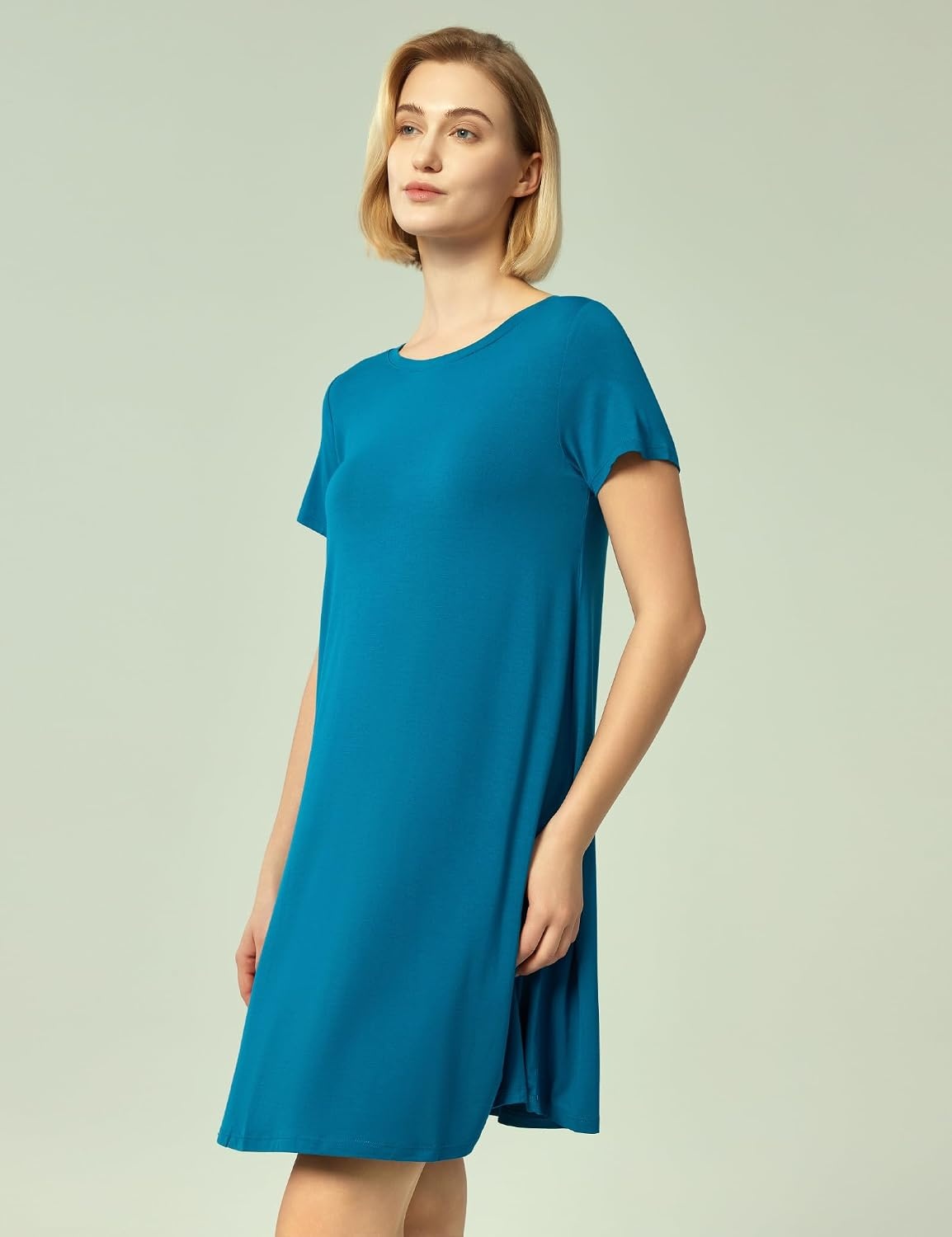 image:imageGYS Bamboo Viscose Women Nightgowns Lightweight Short Sleeve Sleep Dress Soft Comfy Sleep Shirts Summer MoistureWicking Night Dress for Hot Sleeper Cooling Breathable Lounge NightshirtsTeal Blue