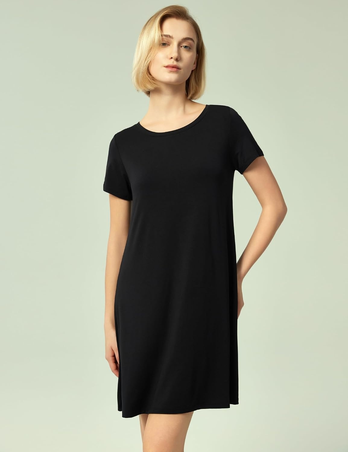 image:imageGYS Bamboo Viscose Women Nightgowns Lightweight Short Sleeve Sleep Dress Soft Comfy Sleep Shirts Summer MoistureWicking Night Dress for Hot Sleeper Cooling Breathable Lounge NightshirtsBlack
