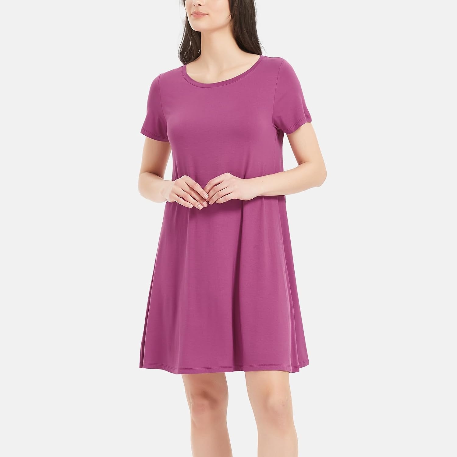 image:imageGYS Bamboo Viscose Women Nightgowns Lightweight Short Sleeve Sleep Dress Soft Comfy Sleep Shirts Summer MoistureWicking Night Dress for Hot Sleeper Cooling Breathable Lounge NightshirtsHaze Red