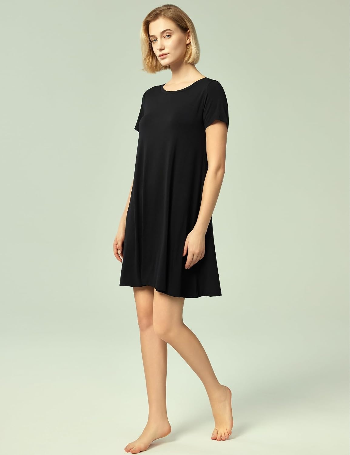 image:imageGYS Bamboo Viscose Women Nightgowns Lightweight Short Sleeve Sleep Dress Soft Comfy Sleep Shirts Summer MoistureWicking Night Dress for Hot Sleeper Cooling Breathable Lounge NightshirtsBlack