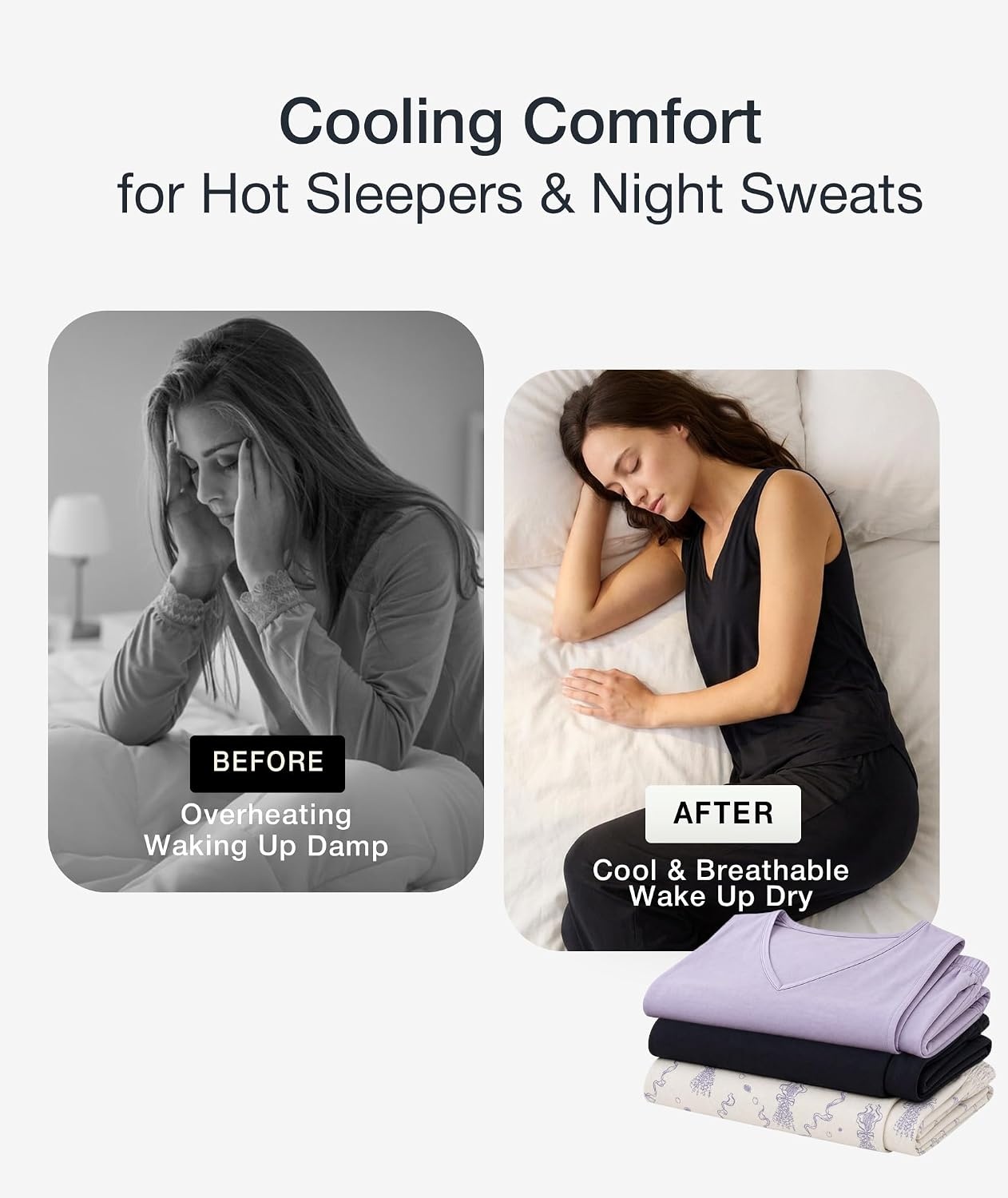 image:imageGYS Cooling Bamboo Viscose Pajamas for Women Sleeveless Tank Top amp Pants Pjs Set MoistureWicking for Night Sweats ButterySoft 2 Piece Lounge Sleep SetBlack