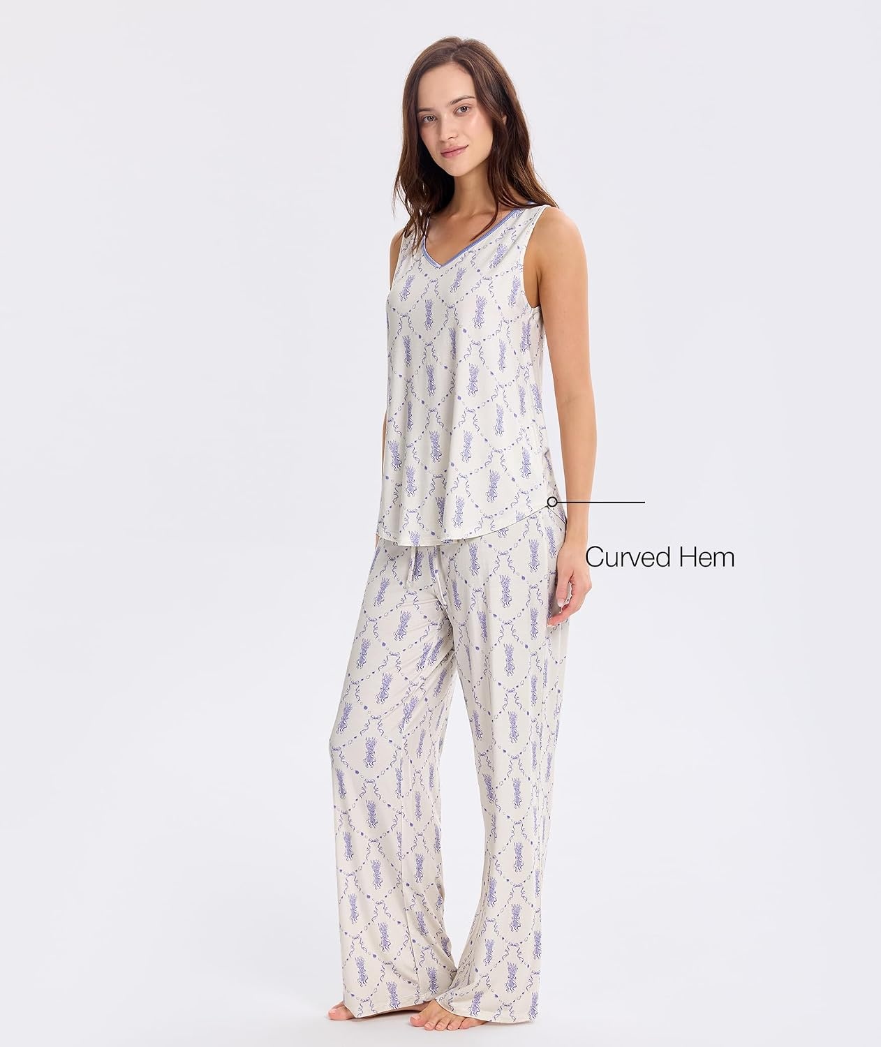 image:imageGYS Cooling Bamboo Viscose Pajamas for Women Sleeveless Tank Top amp Pants Pjs Set MoistureWicking for Night Sweats ButterySoft 2 Piece Lounge Sleep SetLavender Whisper