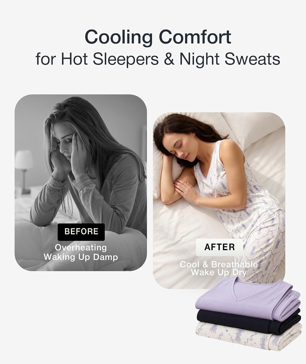 image:imageGYS Cooling Bamboo Viscose Pajamas for Women Sleeveless Tank Top amp Pants Pjs Set MoistureWicking for Night Sweats ButterySoft 2 Piece Lounge Sleep SetLavender Whisper