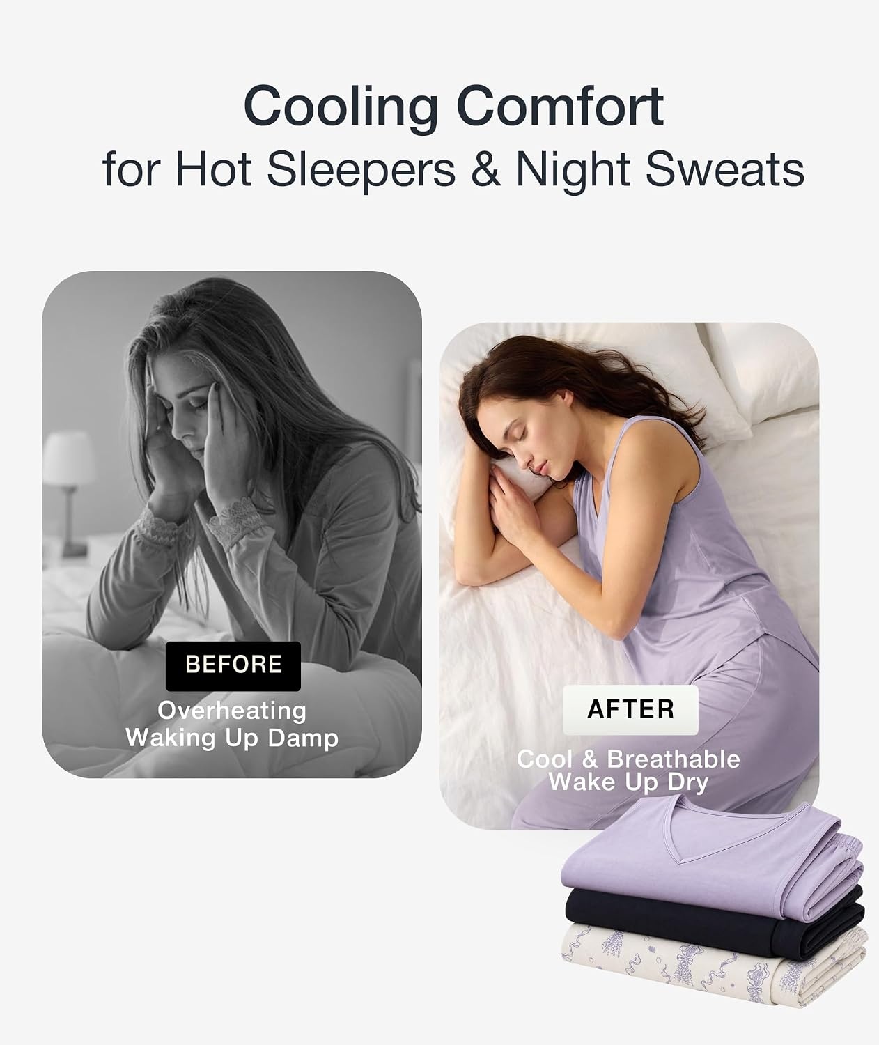 image:imageGYS Cooling Bamboo Viscose Pajamas for Women Sleeveless Tank Top amp Pants Pjs Set MoistureWicking for Night Sweats ButterySoft 2 Piece Lounge Sleep SetAmethyst Smoke
