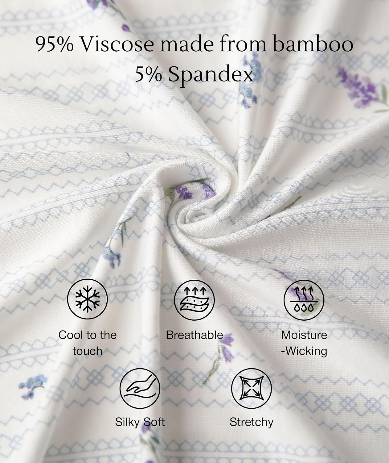 image:imageGYS Women Bamboo Viscose Short Sleeve Pajamas Cooling amp Moisture Wicking for Hot Sleepers Satin V Neck Sleepwear Stretch Sleep Lounge Sets with PocketsLavender Stripes