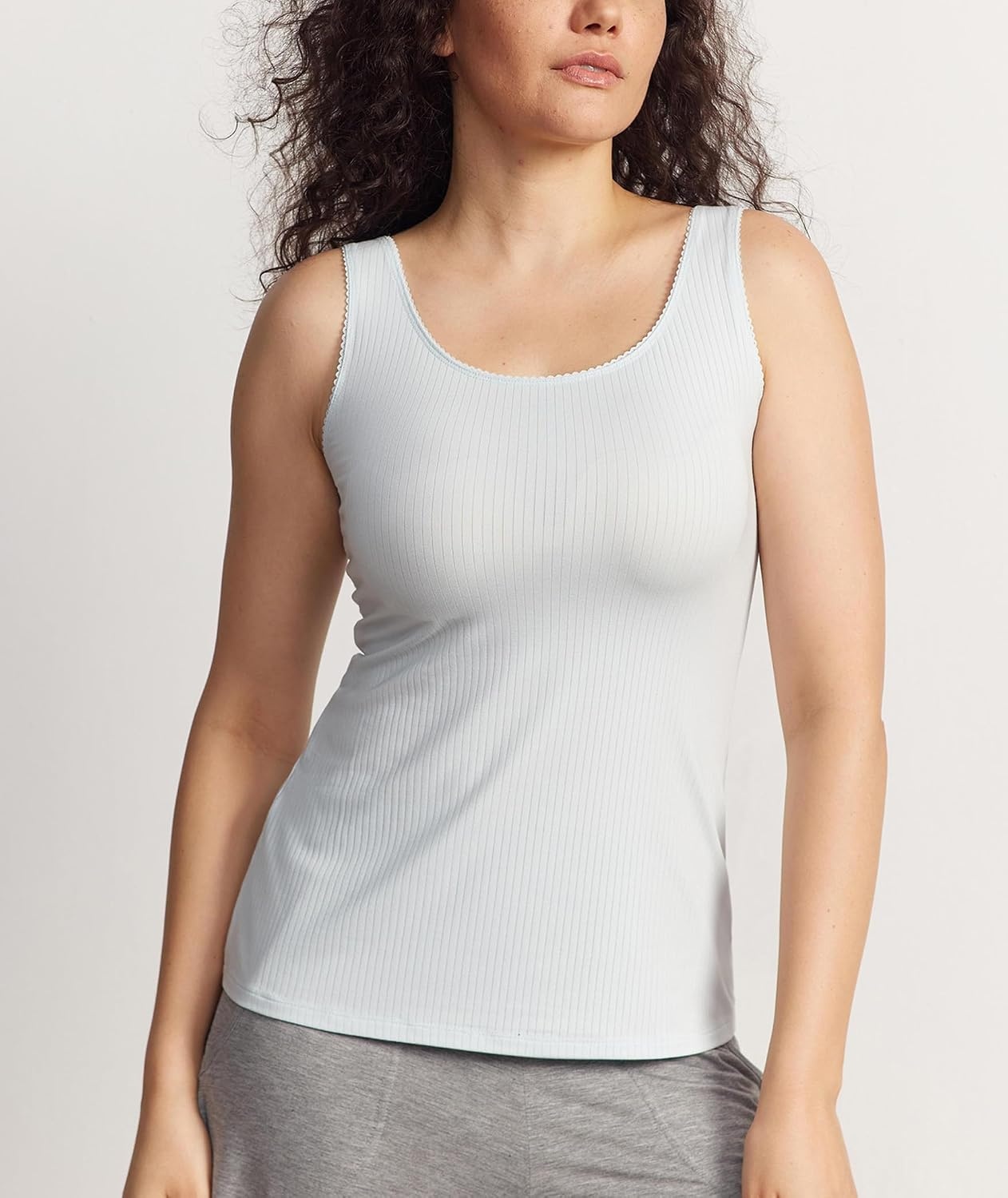 image:imageGYS Womens Bamboo Viscose Ribbed Summer Tank Tops Sleeveless Scoop Neck Slim Fit Cooling Pajama Shirts NoBra Basic Tee for Going Out amp CasualBreezy Blue