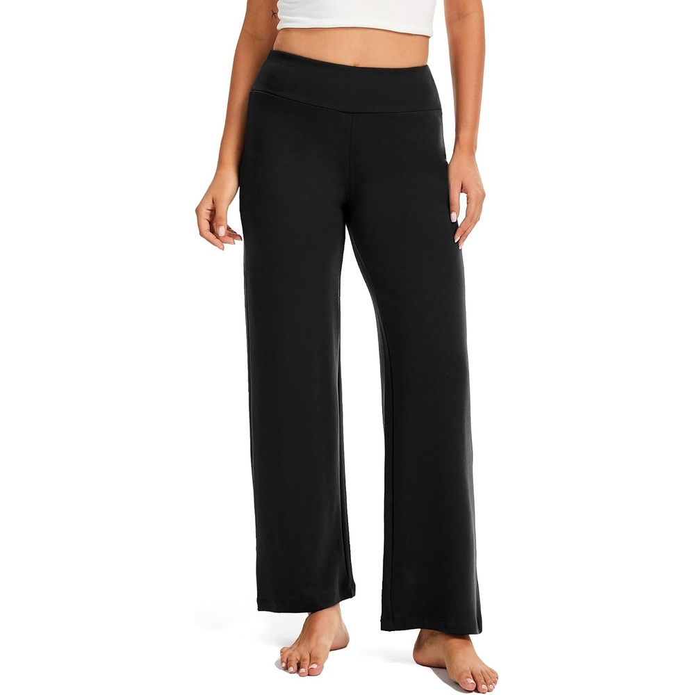 image:imageGYS Bamboo Viscose Lounge Sweatpants Soft High Waisted Bottoms for Women Comfy Lightweight Pajama Pants MoistureWicking Cooling Straight Leg Yoga Pants for Hot People Breathable Stretchy PantsBlack