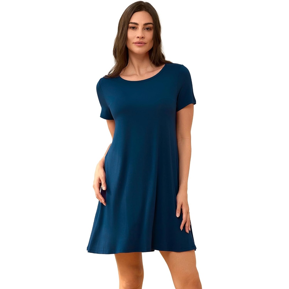 image:imageGYS Bamboo Viscose Women Nightgowns Lightweight Short Sleeve Sleep Dress Soft Comfy Sleep Shirts Summer MoistureWicking Night Dress for Hot Sleeper Cooling Breathable Lounge NightshirtsInk Blue