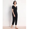 GYS Bamboo Viscose Pajama Set for Women, Cooling Moisture-Wicking Sleepwear | Breathable Short Sleeve Top with Capri Pants PJ Set, Lightweight Loungewear for Hot Sleeper, Casual Comfy Stretchy Nightwear(Black)