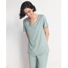 GYS Bamboo Viscose Pajama Set for Women, Cooling Moisture-Wicking Sleepwear | Breathable Short Sleeve Top with Capri Pants PJ Set, Lightweight Loungewear for Hot Sleeper, Casual Comfy Stretchy Nightwear(Light Greyish Green)